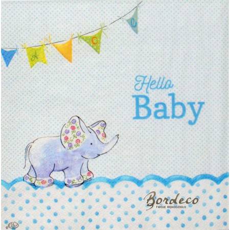 Serwetka decoupage firmy IHR hello baby 33x33cm